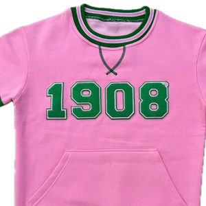 เสื้อสเวตเชิ้ตผ้าชีเนลสีเขียวแบบยั่งยืนสำหรับผู้ชายและผู้หญิง  ระบายอากาศได้ดี  ขอบแขนเสื้อแบบริบสีทอง  กระเป๋าแบบจิงโจ้  ผ้าฝ้าย 100% - Product Image 6