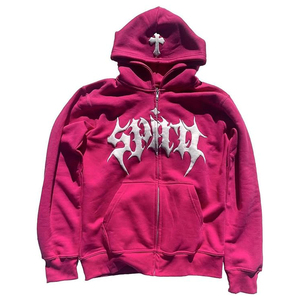 ชุดวอร์มมีฮู้ดสำหรับผู้ชายชุดเสื้อฮู้ดมีซิปแบบสวมศีรษะงานปักผ้าขนาดพลัสไซส์ - Product Image 6