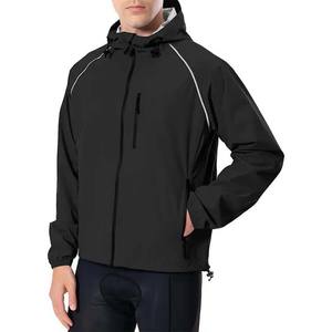 Veste de pluie imperméable personnalisée OEM pour hommes et femmes coque extérieure coupe-vent légère avec capuche réglable et poches unisexe - Product Image 4