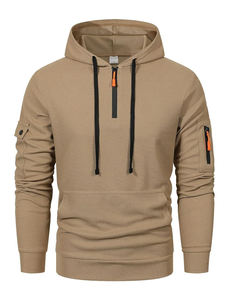 New Design OEM Custom Plain Blank Cotton Heavyweight 1/4 Half Quarter Zip Oversized <b>Black</b> Color <b>Hoodies</b> <b>for</b> <b>Men</b> - Product Image 3