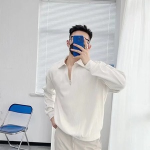 Winter New Half-zip Men's Hoodies American Style Vintage Regular Fit Casual Design Sensibility Niche Top Color Pullover 100% - Product Image 3