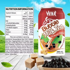 Alta calidad 330ml VINUT Jugo de melocotón Burbuja Leche Té Perlas Lata (enlatada) Bebida sin azúcar Etiqueta privada Fabricante de Vietnam - Product Image 6