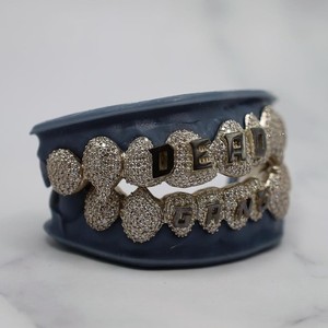 Grillz Hip Hop pour hommes en argent 925 plaqué or, entièrement serti de diamants Moissanite taille VVS, style vintage, bijoux fins pour piercing dentaire supérieur - Product Image 3