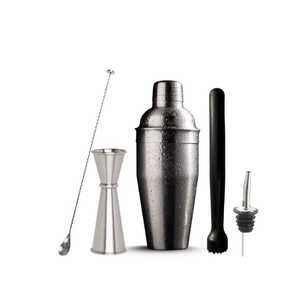 New Factory Arrival Metal Cocktail Shaker Making Set Bartender Kit of 5 Including Jigger <b>Bar</b> Spoons Muddler Pourer - Product Image 1