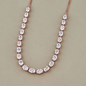 สร้อยคอเทนนิสทองคำ 14K หรูหรา ประดับเพชรทรงรีเพาะเลี้ยงในห้องปฏิบัติการ เครื่องประดับเจ้าสาว ได้รับการรับรองจาก IGI สร้อยคอสำหรับงานแต่งงานแบบซ้อนชั้น - Product Image 3