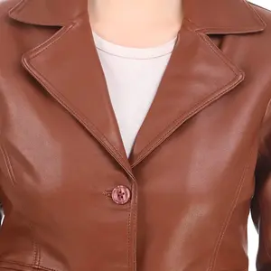 Custom Plus-Size <b>Women's</b> PU Leather <b>Jacket</b> Street Style Windproof Long Coat with Sheep Fur XL Size Printed Decorative Pocket - Product Image 5