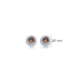 Boucles d'oreilles clous en argent sterling 925, forme ronde, design CZ, pierre Sultanite, fabrication artisanale turque, vente en gros - Product Image 2
