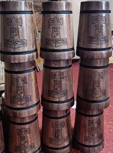 Mug à bière en bois rustique fait à la main, tasse à café, tankard, bois naturel, stein, baril antique, café, thé, brun, décoration d'intérieur, en provenance d'Inde - Product Image 2