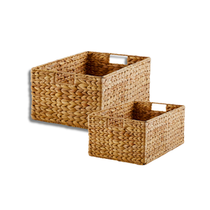 Handcrafted Vietnamese Rectangle WATER HYACINTH <b>BASKET</b> <b>With</b> Iron Frame and Customizable <b>Lids</b> Laundry Organizer - Product Image 1
