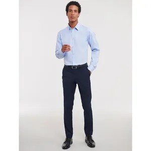 Herringbone <b>Long</b> <b>Sleeve</b> <b>Polo</b> <b>Shirt</b> with Corporate Merchandising Promotional Product Category - Product Image 4