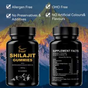 Himalaya Shilajit Gummies infusión de miel natural solvente extraído del gran Himalaya India envases de plástico envasados - Product Image 2