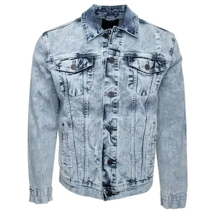 Vente en gros d'usine Vestes en jean noires personnalisées de haute qualité pour hommes Vestes en jean pour garçons Vêtements de rue délavés Veste en jean décontractée - Product Image 6