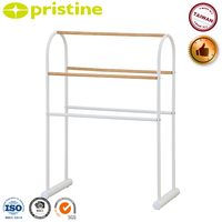 Porte-serviettes autoportant en acier noir à 4 barres, design moderne, chauffant et mobile, pour serviettes de bain, usage hôtelier et domestique, rangement