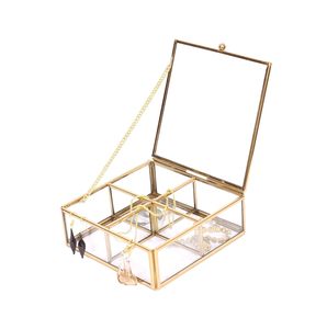 Boîte de rangement pour bijoux vintage avec design gravé, verre et laiton de haute qualité, finition brillante/mate pour la décoration de la maison/du bureau - Product Image 5