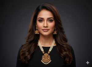 Impresionante juego de colgantes de joyería de templo para mujer, collares indios tradicionales con diseños elegantes, perfectos para bodas - Product Image 6