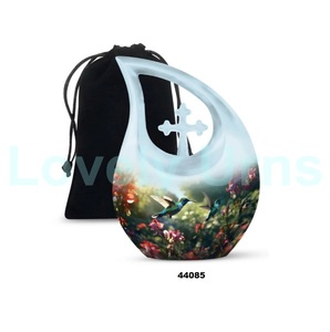 Urna de cremación cruzada de colibrí para cenizas humanas, urna decorativa de lágrima con bolsa de terciopelo gratis - Product Image 6