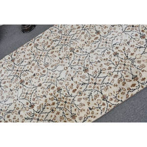 Alfombra Vintage de lana turca de 34x75 pies, clásica, Beige, marrón, diseño de retazos, pasillo Rectangular hecho a mano, modelo de látex para cabecera - Product Image 5