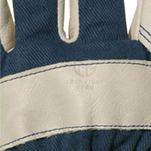 Gants de travail les plus vendus Gants en cuir de vachette fendu Double paume Rigger avec renfort arrière en coton avec rayures - Product Image 4