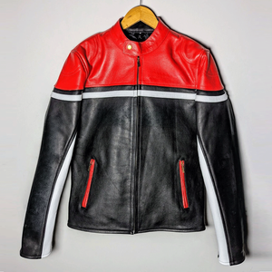 Men's Red & Black Racing Genuine Cowhide Leather Racing Motorbike Jacket CE Armours Protections Motorcycle Jacket For Men - Product Image 1