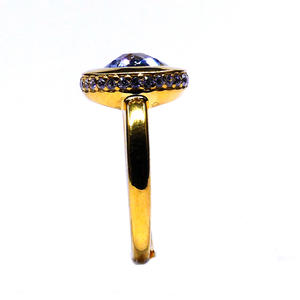 Anillo clásico de Plata de Ley 925 para mujer, piedra preciosa de Topacio Azul chapada en oro, Material de acero inoxidable, compromiso de boda elegante - Product Image 6