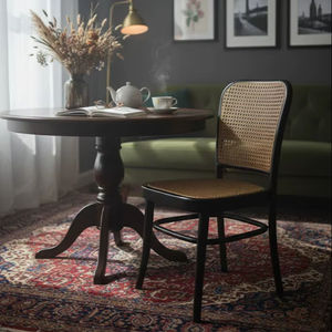 Modern Bistro <b>Dining</b> <b>Bentwood</b> <b>Chair</b> with Handwoven Rattan Seat & Back Premium Outdoor Wood Furniture for Restaurants - Product Image 1