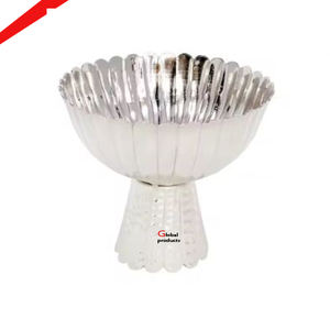 Tazón para servir de acero inoxidable con acabado plateado de gran calidad con soporte para restaurante y bar de hotel - Product Image 1