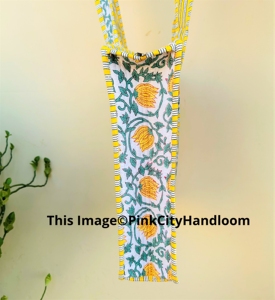 Main bloc Floral imprimé à la main coton Shopping sac fourre-tout femmes matelassé sac à bandoulière beau sac de plage avec fermeture éclair - Product Image 3