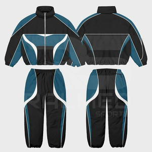 Vente en gros de survêtements coupe-vent à fermeture éclair 100% nylon pour hommes ensemble veste et pantalon deux pièces avec logo personnalisé pour hommes - Product Image 6