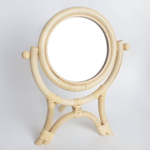 Miroir de maquillage artisanal en rotin, vente en gros, miroir de maquillage en vrac, quantité personnalisée acceptée - Product Image 2