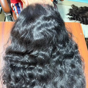 Peluca de pelo humano virgen alineada con cutícula cruda al por mayor, peluca India frontal de encaje sin pegamento de densidad 250 para mujeres negras - Product Image 1