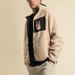 Manteau de sport d'hiver pour hommes Veste polaire zippée personnalisable Col montant Coupe-vent Sherpa chaud Design Service OEM disponible - Product Image 1