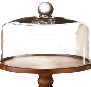 New Eco-Friendly Wood and Glass Dome Round <b>Cake</b> <b>Stand</b> Hand Wash Only - Product Image 5