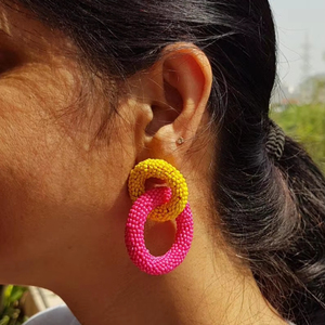 Jstar ต่างหูลูกปัดพลาสติกทรงกลมทำด้วยมือของผู้หญิงหลายสีสไตล์อินเทรนด์สำหรับงานแต่งงานโดยงานฝีมือ - Product Image 2