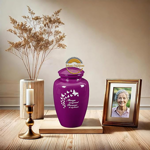 Elegante urna de cremación de mariposa púrpura siempre en mi mente urna de cenizas funerarias conmemorativas para adultos por AYAANS - Product Image 5