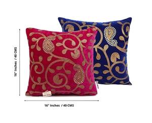 Velvet Cushion <b>Covers</b> with Sequin Embroidery Cushion <b>Covers</b> 16x16 Inches, Embroidered <b>Sofa</b> Cushion <b>Cover</b> Decorative - Product Image 2