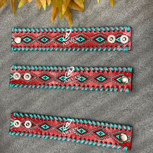 กำไลข้อมือหนังทำมือสำหรับทุกเพศ, สินค้ามาใหม่กำไลข้อมือแฟชั่นทำมือทาสีด้วยมือมีสไตล์ตะวันตกใช้ได้ทุกวัน - Product Image 1