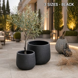 Vaso per Fiori <span class=keywords><strong>in</strong></span> Fibra di Vetro e <span class=keywords><strong>Cemento</strong></span>, Rotondo, Grande, per Interni ed Esterni, Decorazione da Giardino - Product Image 3