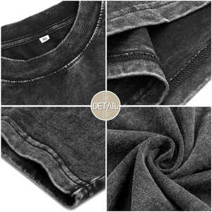 2026 nueva camiseta de manga corta con parche bordado desgastado para hombre, ropa de calle de algodón 100%, diseño de serigrafía sólida - Product Image 4