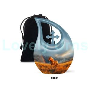 Urna grande de cremación para adultos con caída de lágrima para cenizas humanas, urna funeraria cruzada decorativa con bolsa de terciopelo gratis - Product Image 6