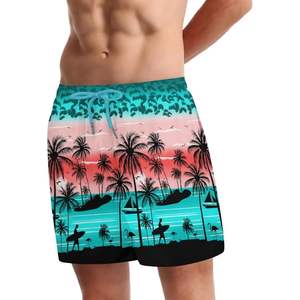 กางเกงว่ายน้ำแห้งเร็วของผู้ชายแนวสตรีทชุดว่ายน้ำแบบกำหนดเองลายพิมพ์ซับลิเมชันฤดูร้อน100% ผ้าโพลีเอสเตอร์ - Product Image 1