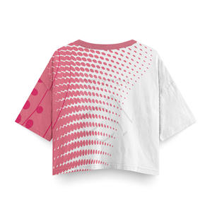 Ropa de calle de verano personalizada para mujer CropTop-Tela elástica transpirable All-Over Printed manga corta suelta Fabricante de ropa OEM - Product Image 2