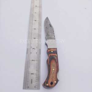 Damascus Custom Handmade Multifunctional Outdoor Survival Folding Knife Pakka Wood Handle Pocket Knife - Product Image 6