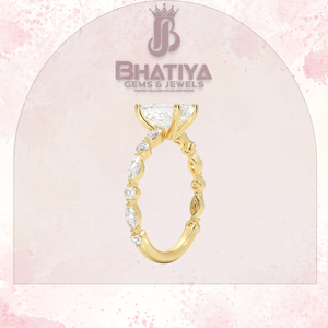 Bague de fiançailles en diamants cultivés en laboratoire taille émeraude 1-3 CT 18K IGI Certified Alternant Diamond Halo Ring of Timeless - Product Image 2