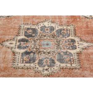 Vintage Rug, Large 4.5x9.2 ft Turkish Rug, <b>Brown</b> Blue Striped <b>Wool</b> Rug - Product Image 4