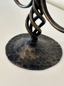 Antique Vintage Wrought Iron <b>Candlestick</b> Three Standing Candles <b>Black</b> Gold Color for Christmas Decorative Candle Jars Metal - Product Image 3