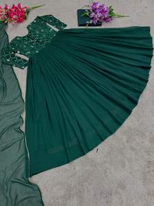 Georgette-vestido de trabajo de diseño moderno, impresionante Color verde, bordada con Secuencia, con pantalón y Dupatta, venta al por mayor desde la India - Product Image 5