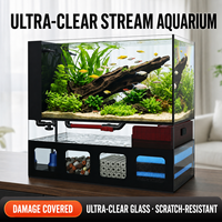 Aquarium de Luxe 120L Tout-en-un avec Filtre de Fond Intégré, Verre Ultra Transparent, pour Bureau et Extérieur, Idéal pour Poissons Rouges