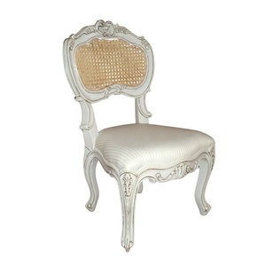 Chaise en rotin antique, style français, chaise d'appoint, chaise de salle à manger en bois et en cannage, style victorien, meubles pour salle à manger et hôtel - Product Image 3