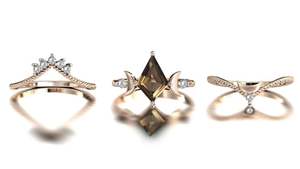 Conjunto de anillo de compromiso de cuarzo ahumado Vintage Moon My Life en forma de cometa estilo clásico chapado en rodio para fiestas de aniversario de boda - Product Image 4