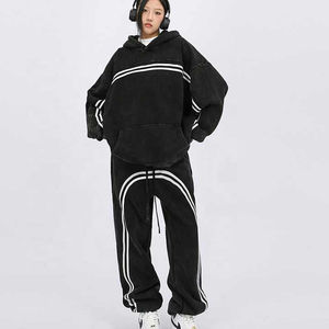 Vente en gros de survêtement Ensemble pantalon et capuche épais Ensemble de jogging Hauts à capuche en molleton de coton pour femmes Ensemble de costume Streetwear - Product Image 6